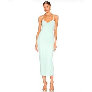 AFRM Amina Mesh Overlay Midi Dress in Aqua Size Large